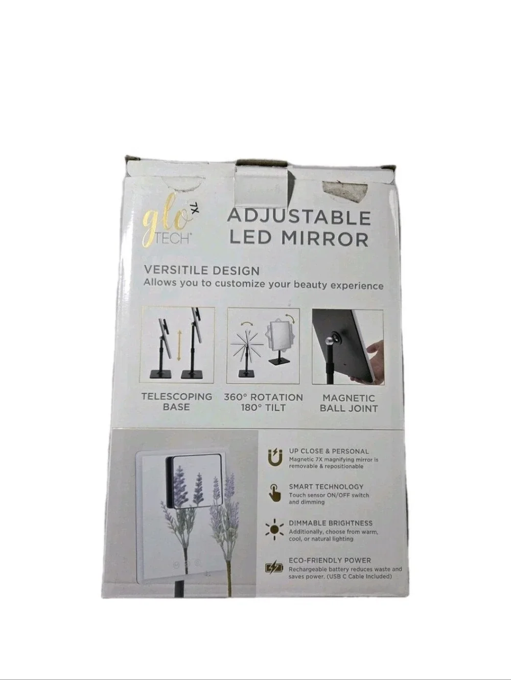 Glo Tech LED Lighted Makeup Vanity Mirror 7X Magnifying